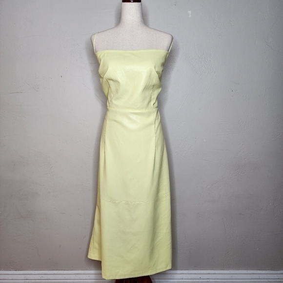 NWT Good American Vacay Lace-Up Faux Leather Sheath Dress In Key Lime SZ 3XL - Picture 3 of 13